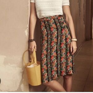 Sezane Maisie Skirt Floral with Black Stripes